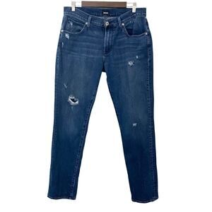 Hudson Byron Straight Jeans Mens 32x32 Distressed Medium Wash Denim